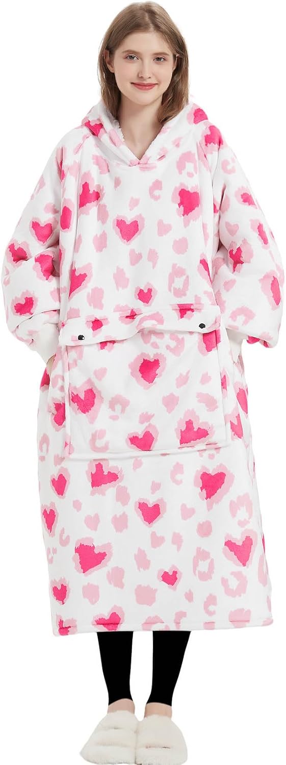 KFUBUO Wearable Blanket Hoodie for Adults With Pocket Strawberry Hoodie