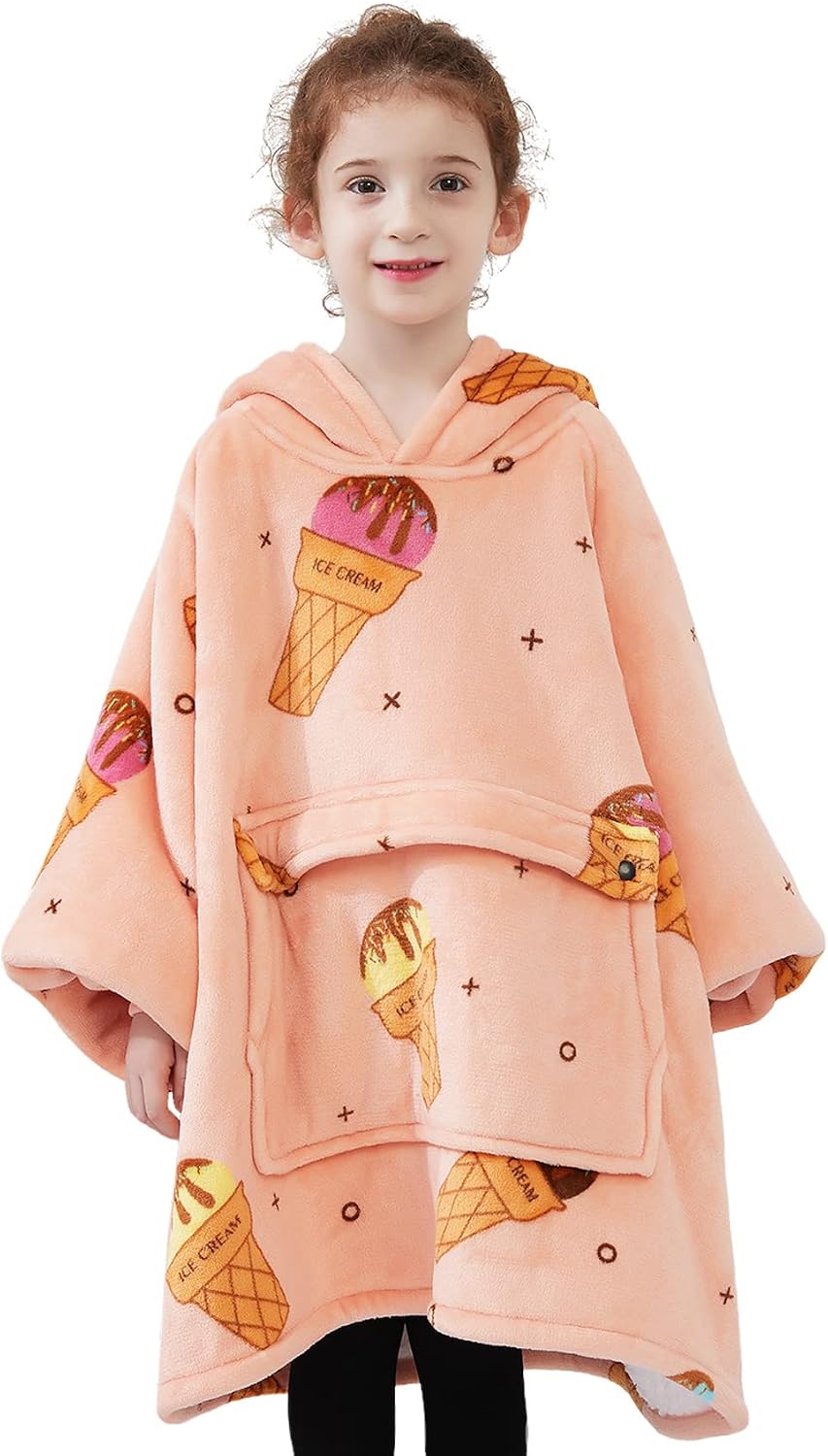 KFUBUO Wearable Blanket Hoodie for Adults With Pocket Strawberry Hoodie