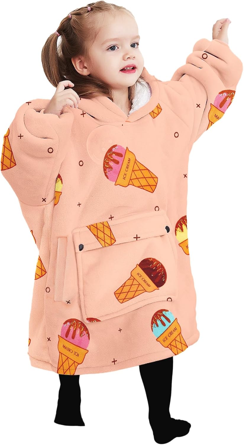 KFUBUO Wearable Blanket Hoodie for Adults With Pocket Strawberry Hoodie