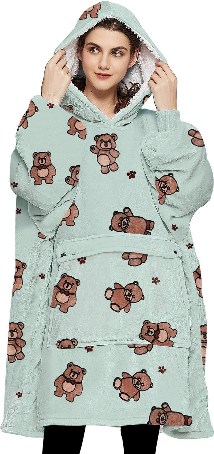 KFUBUO Wearable Blanket Hoodie for Adults With Pocket Strawberry Hoodie