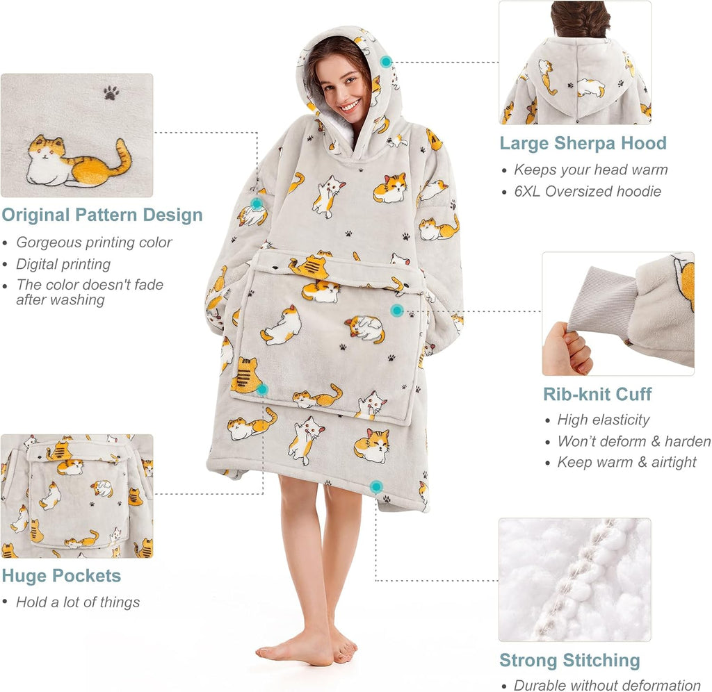 Narecte Cozy Oversized Hoodie Blanket Wearable Blanket for Adults