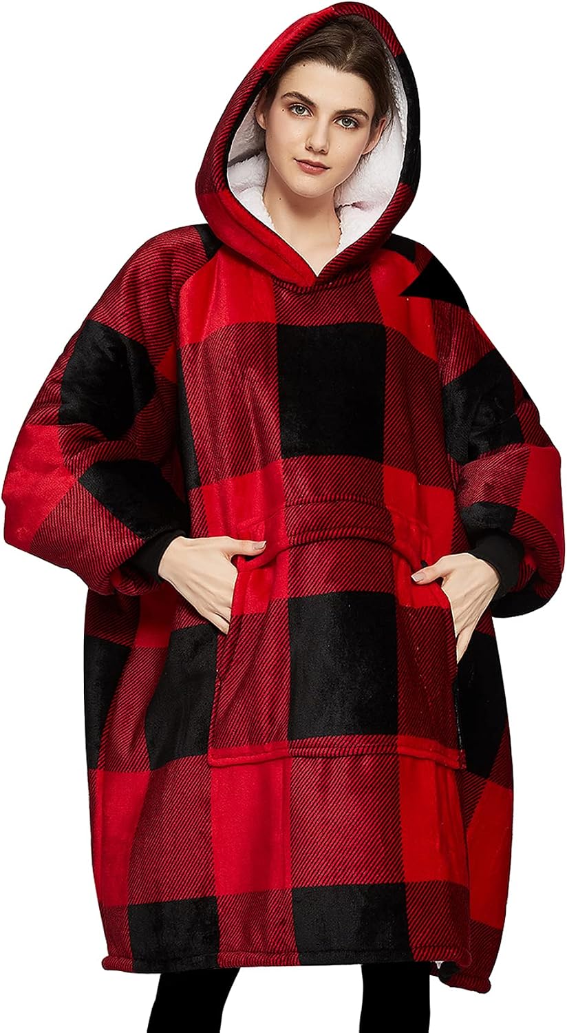KFUBUO Wearable Blanket Hoodie for Adults With Pocket Strawberry Hoodie