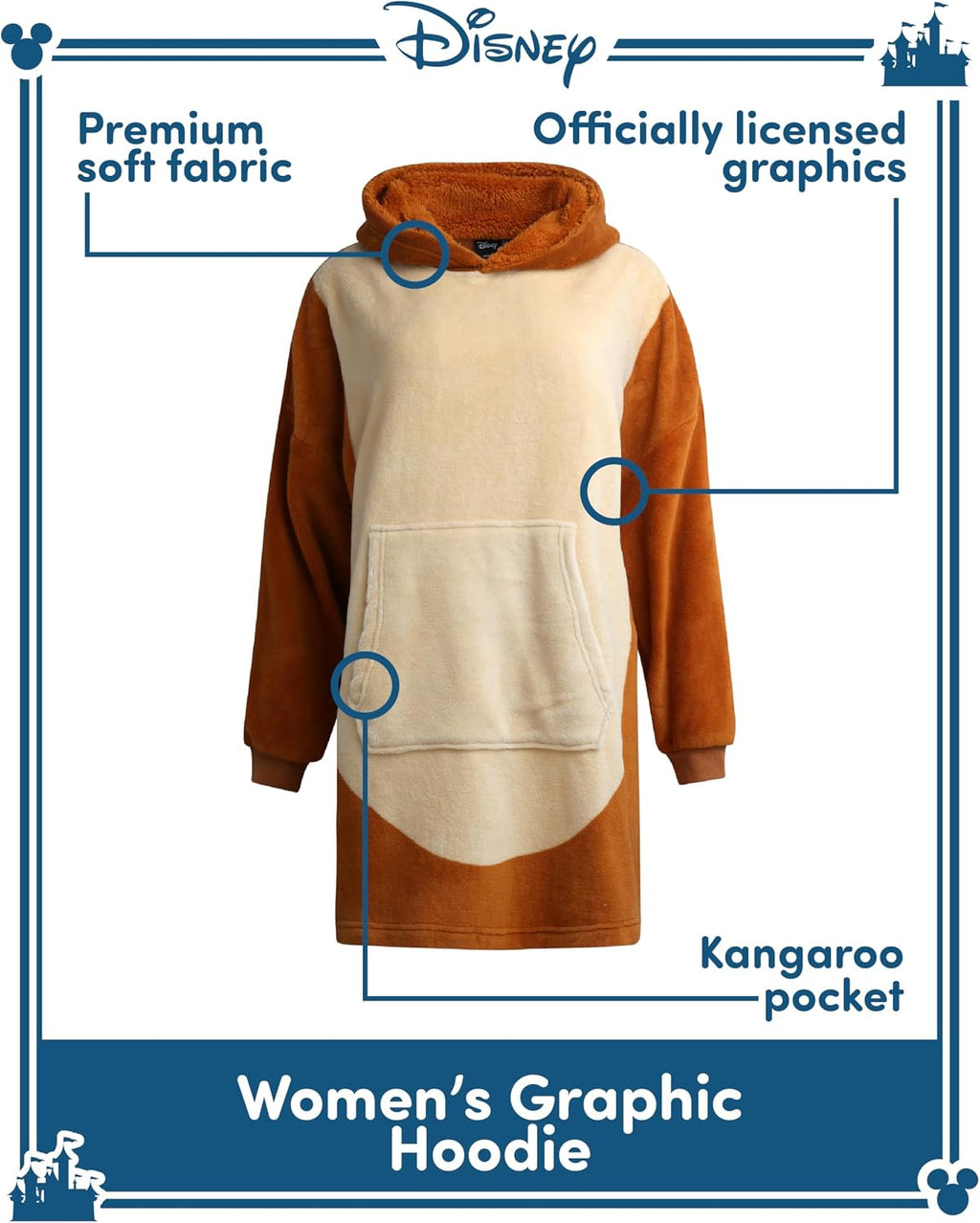 Disney Womens Oversized Blanket Hoodie Marie Lilo Stitch Bambi