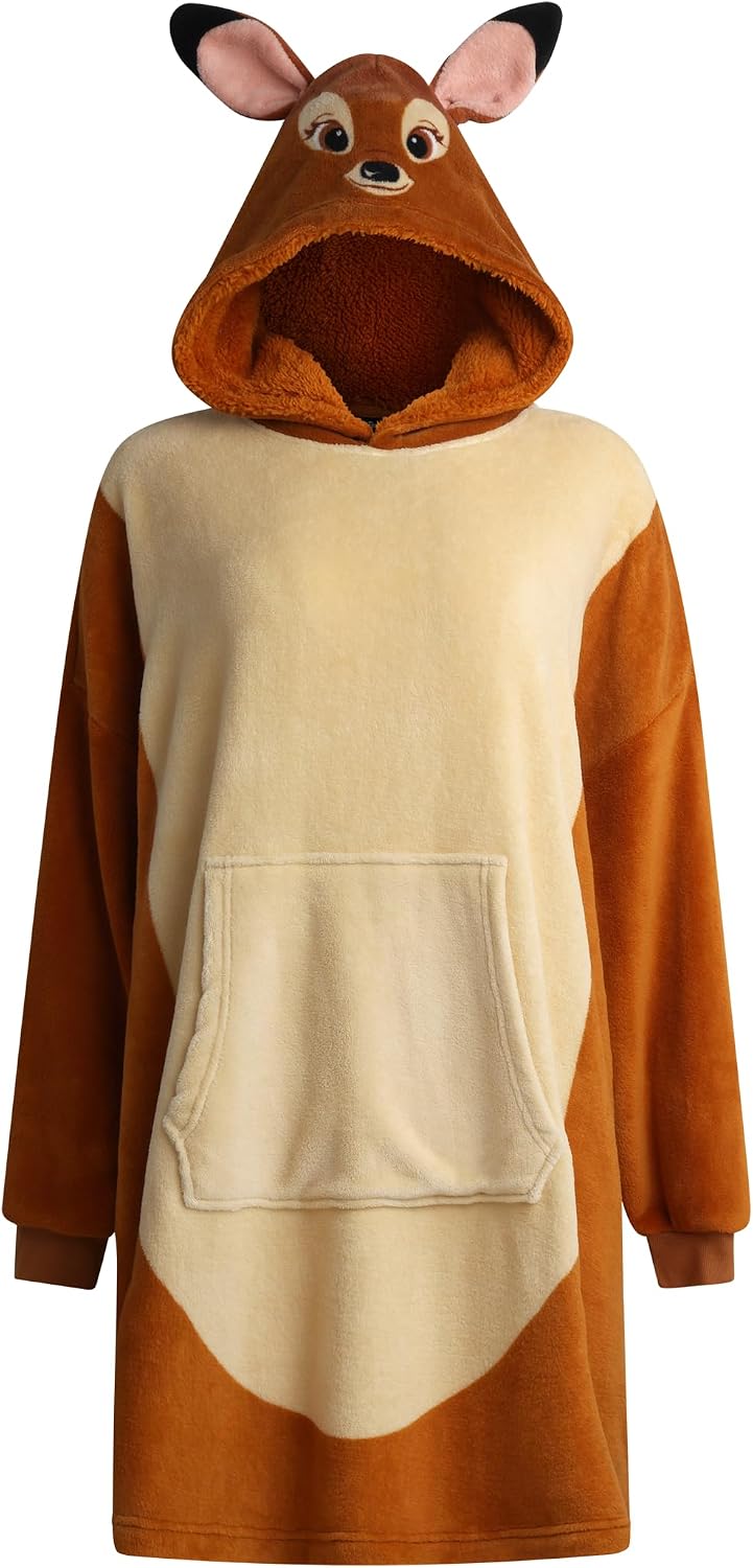 Disney Womens Oversized Blanket Hoodie Marie Lilo Stitch Bambi