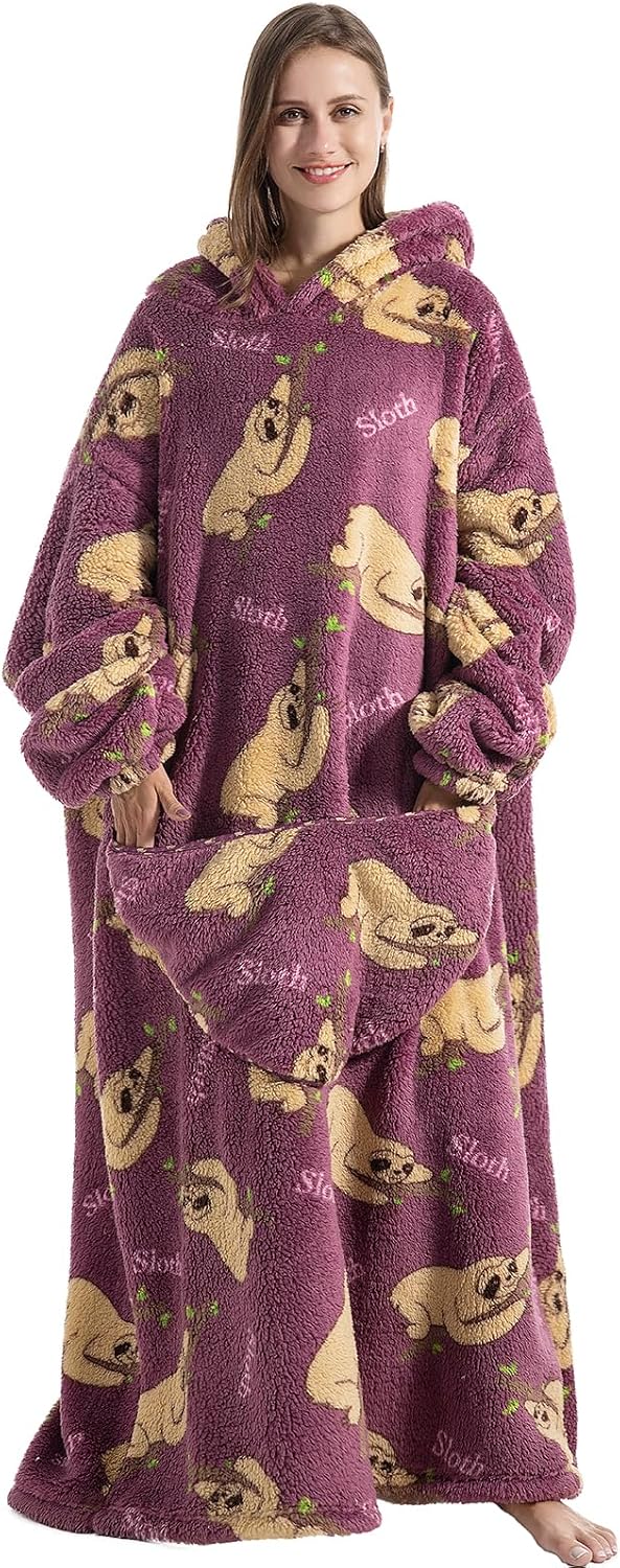 Capecage Long Wearable Blanket Hoodie with Big Pocket,Gift for Women or Men