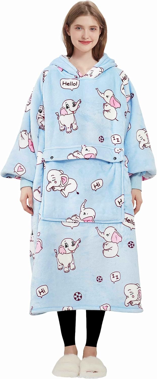 KFUBUO Wearable Blanket Hoodie for Adults With Pocket Strawberry Hoodie