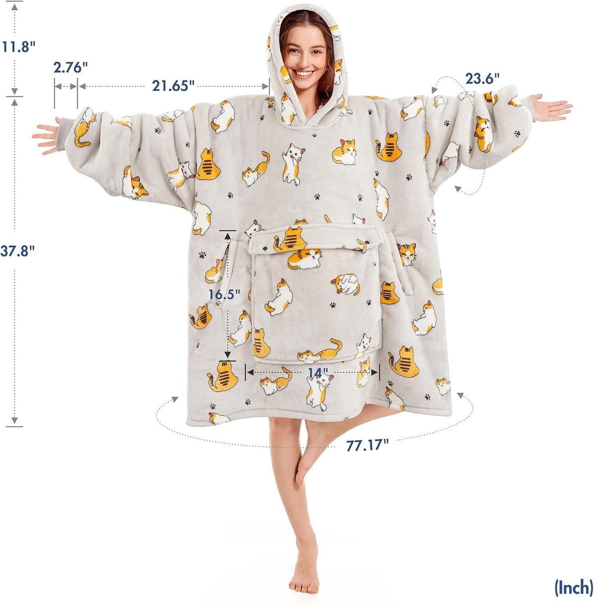 Narecte Cozy Oversized Hoodie Blanket Wearable Blanket for Adults