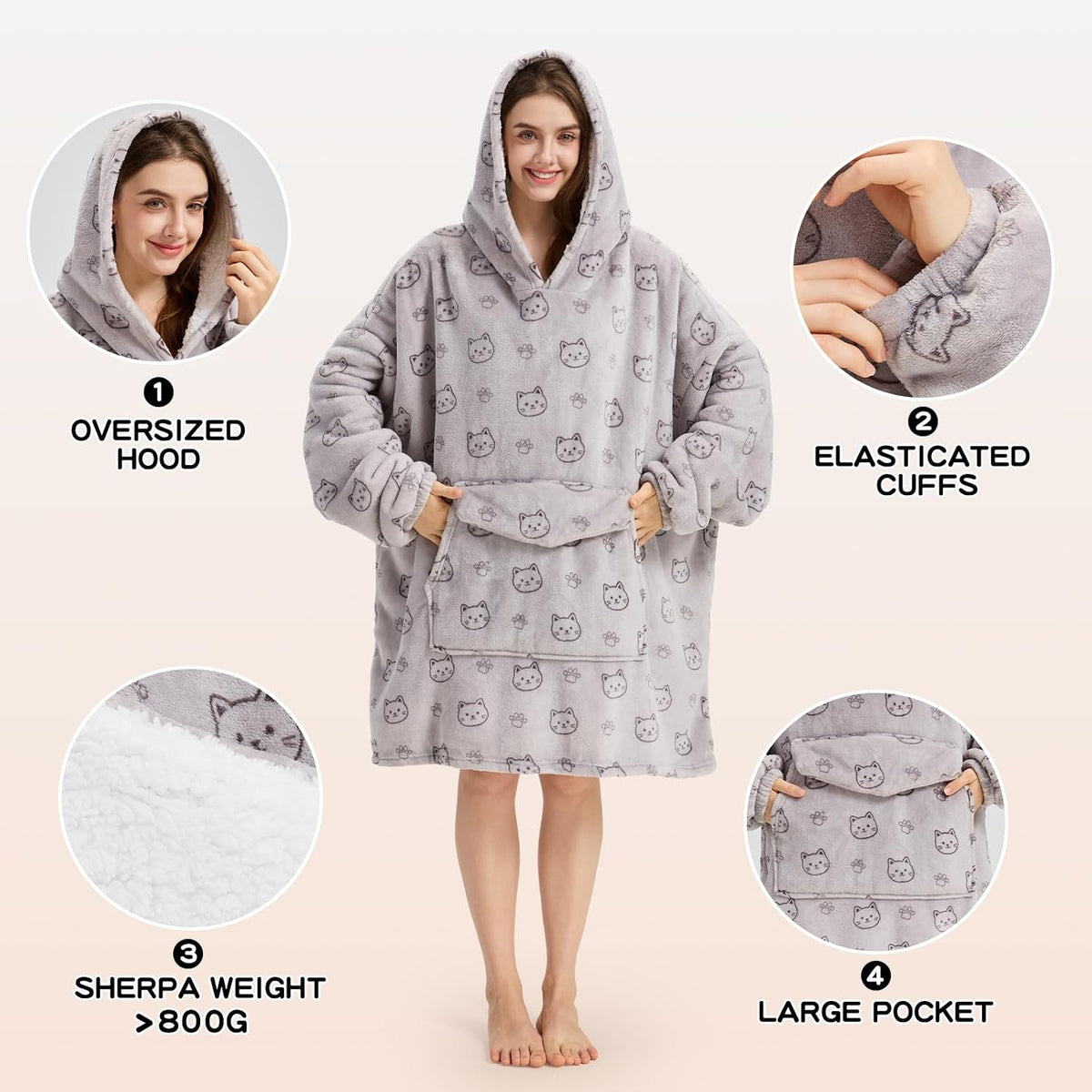 Wearable Blanket Hoodie Oversized Hoodie Christmas Birthday Gifts