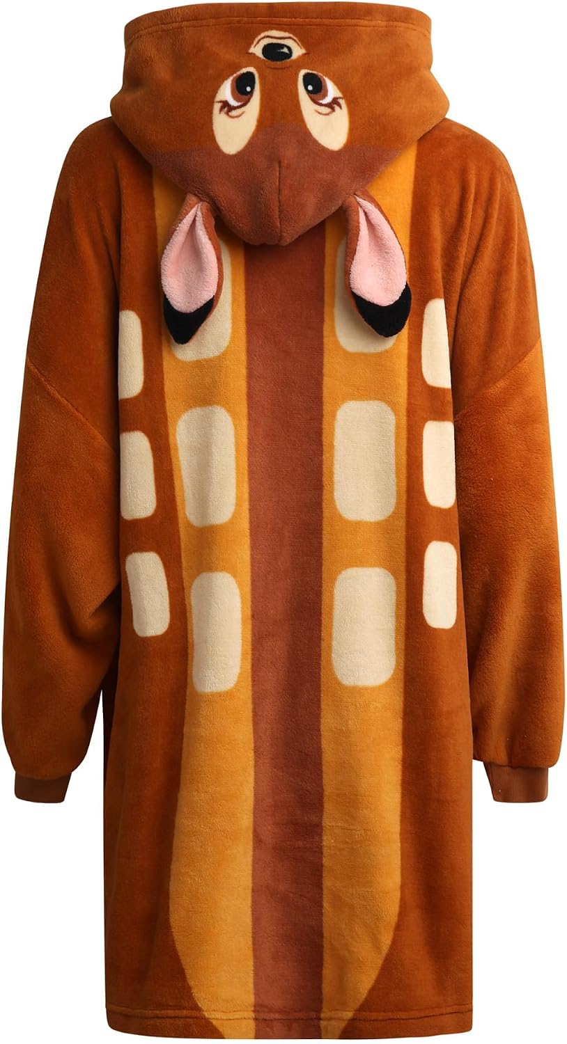 Disney Womens Oversized Blanket Hoodie Marie Lilo Stitch Bambi