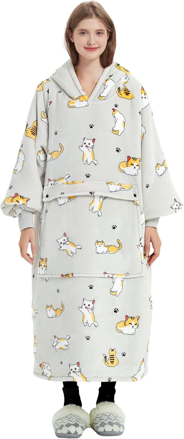 KFUBUO Wearable Blanket Hoodie for Adults With Pocket Strawberry Hoodie