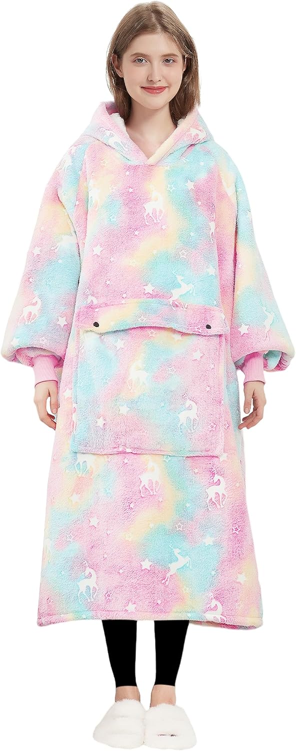 KFUBUO Wearable Blanket Hoodie for Adults With Pocket Strawberry Hoodie