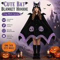 Bat Blanket Hoodie, Halloween Wearable Blanket with Hood