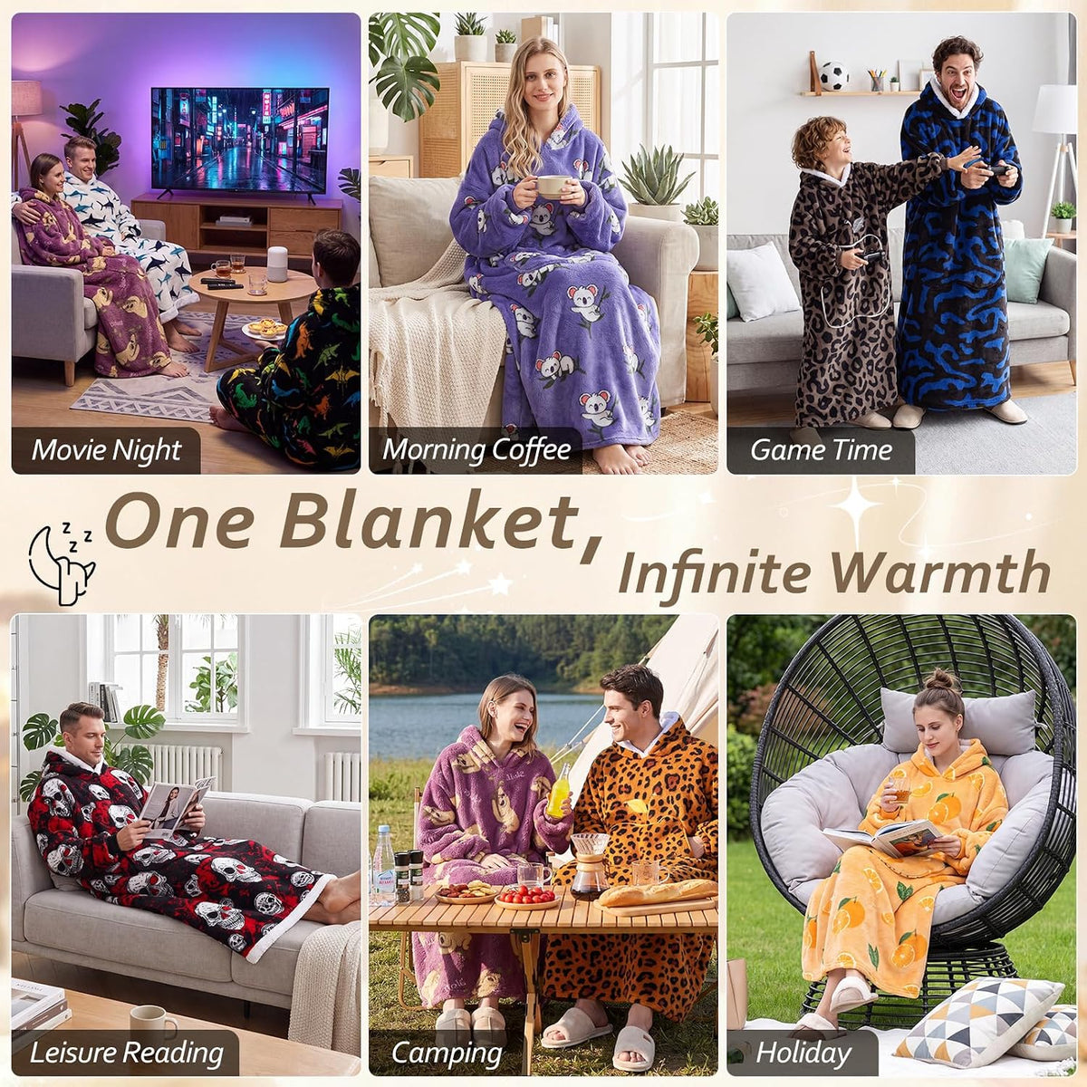 Capecage Long Wearable Blanket Hoodie with Big Pocket,Gift for Women or Men