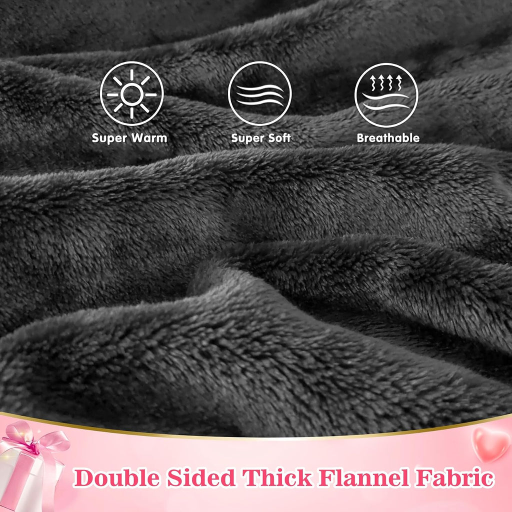 Waitu Wearable Blanket Sweatshirt Gifts for Women and Men, Warm and Cozy Giant Blanket Hoodie, Thick Flannel Hooded Blanket with Sleeves and Giant Pocket - Dark Gray