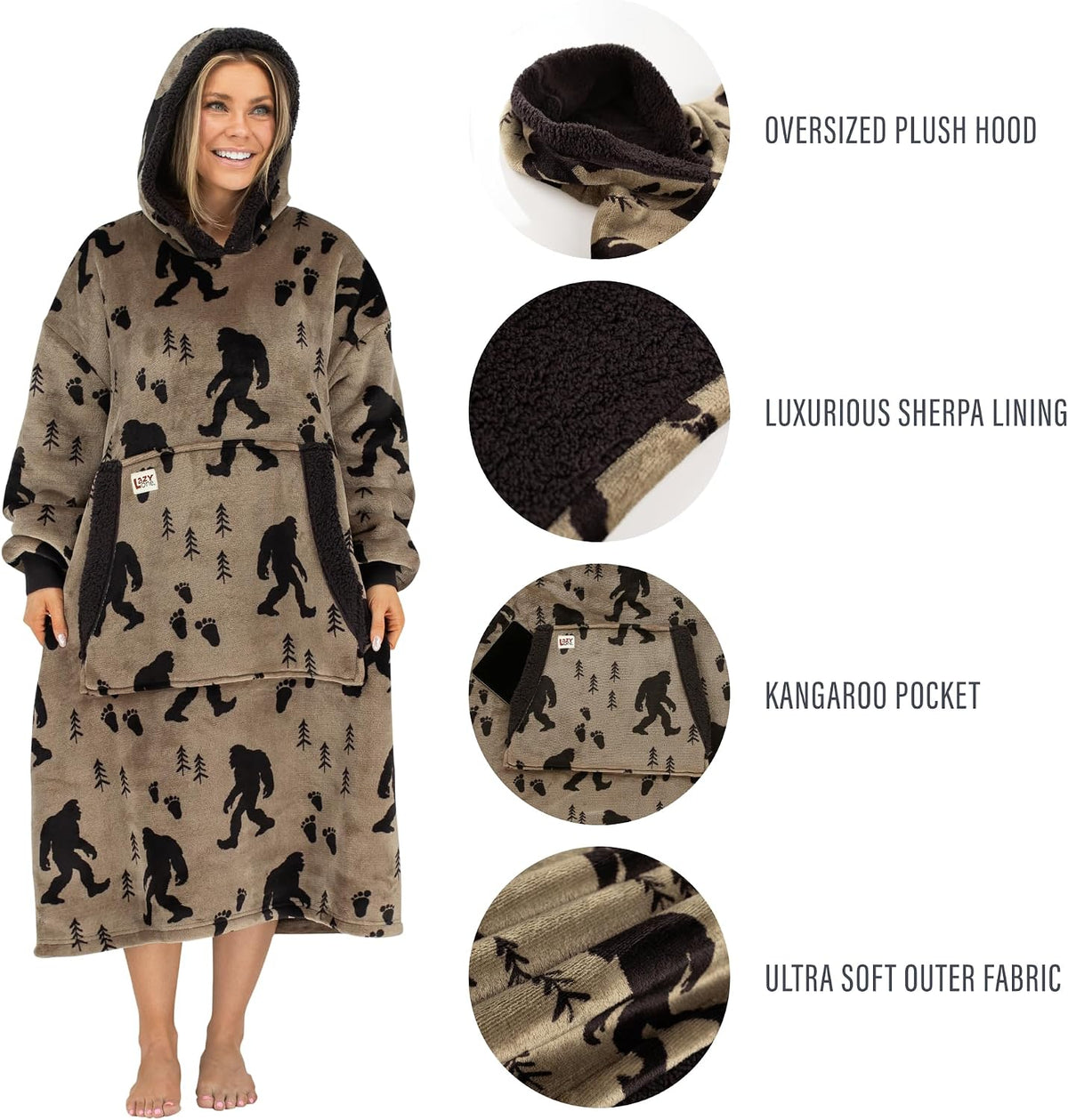 LazyOne Oversized Blanket Hoodie, Oversized Hoodies for Women and Men, Wearable Blankets