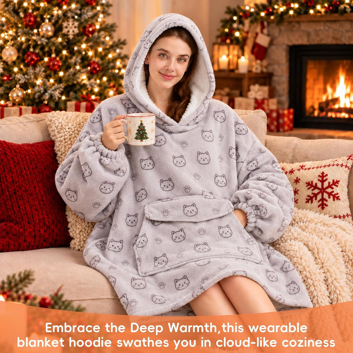 Wearable Blanket Hoodie Oversized Hoodie Christmas Birthday Gifts