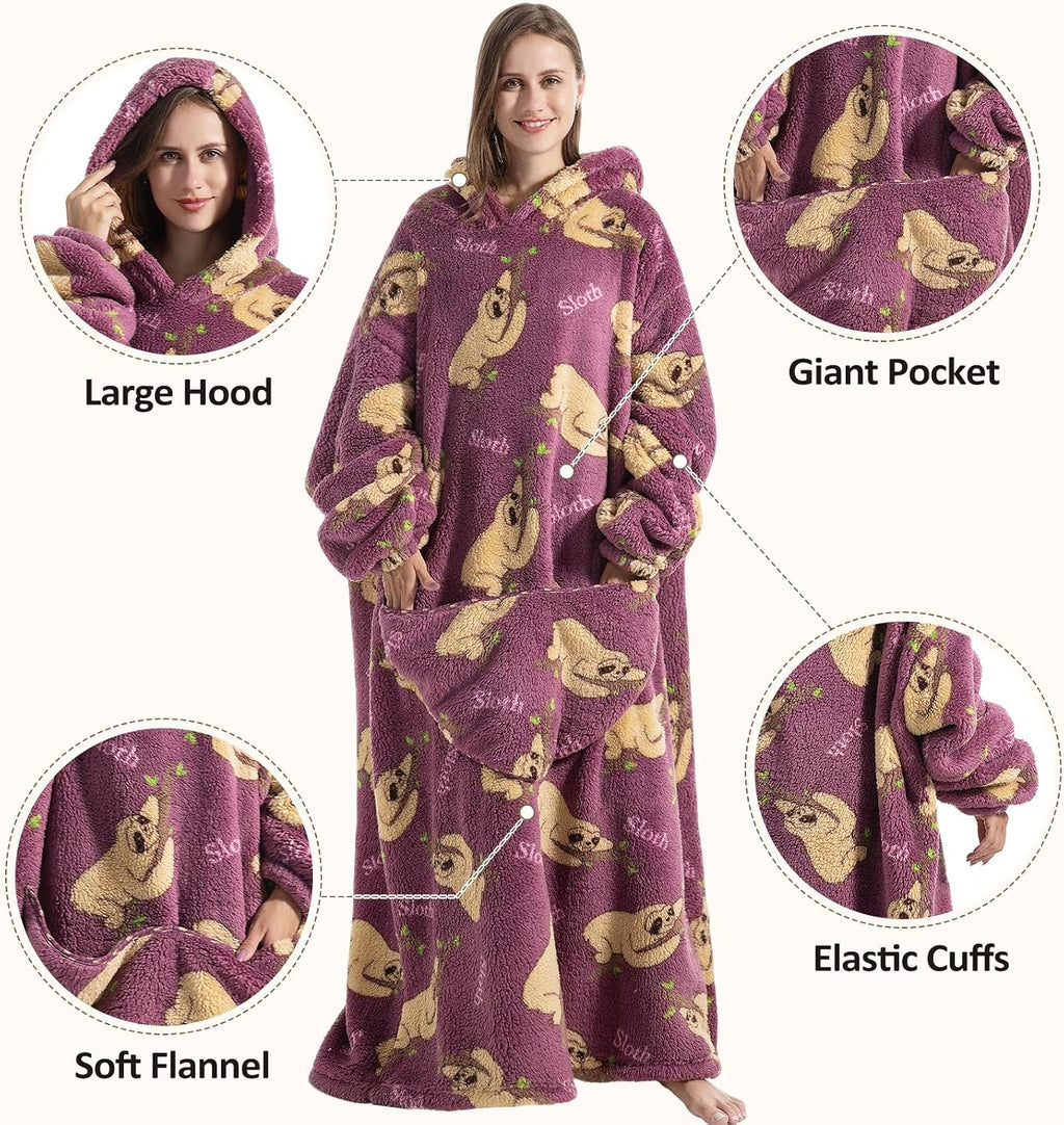 Capecage Long Wearable Blanket Hoodie with Big Pocket,Gift for Women or Men