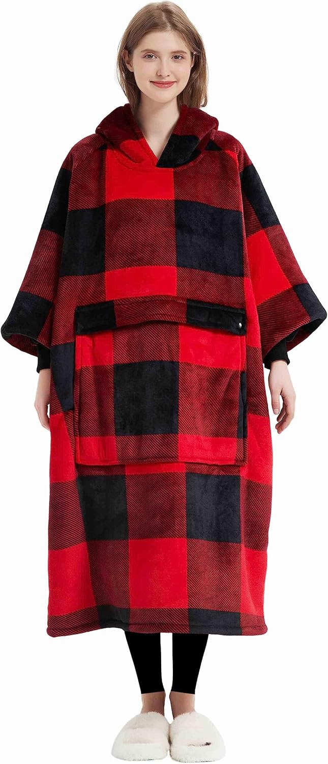 KFUBUO Wearable Blanket Hoodie for Adults With Pocket Strawberry Hoodie